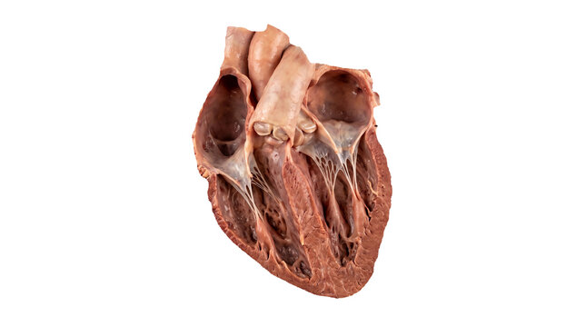 Human Heart Four-Valve Cutaway Showing Mitral Tricuspid Aortic and Pulmonary Valve Anatomy