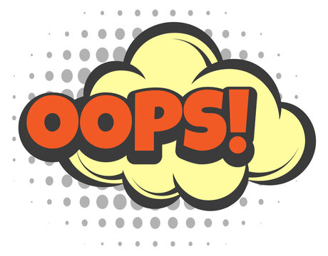 Oops comic cloud pop art. Emotion sticker