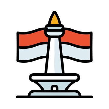 Monumen Nasional Or Monas With Indonesian Flag In Jakarta