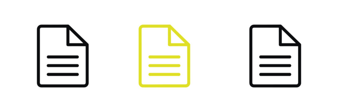 Document Icons: Three document icons, with one highlighted in yellow, signifying a selected or important item within a set of data or information.