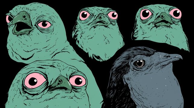 Collection of funny Flork memes featuring humorous characters and expressions, presented as separate vector illustrations suitable for stickers, T-shirts, wallpapers, and other creative designs.