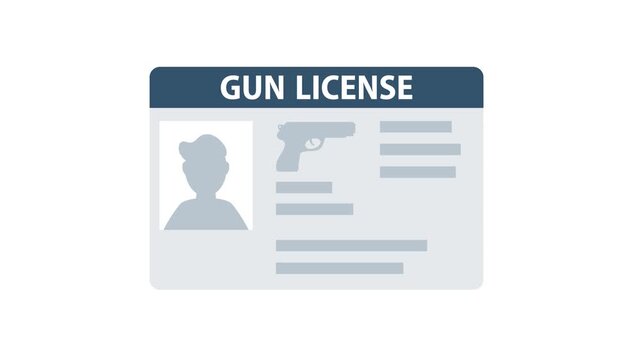 Gun license card identification and firearm permit animation