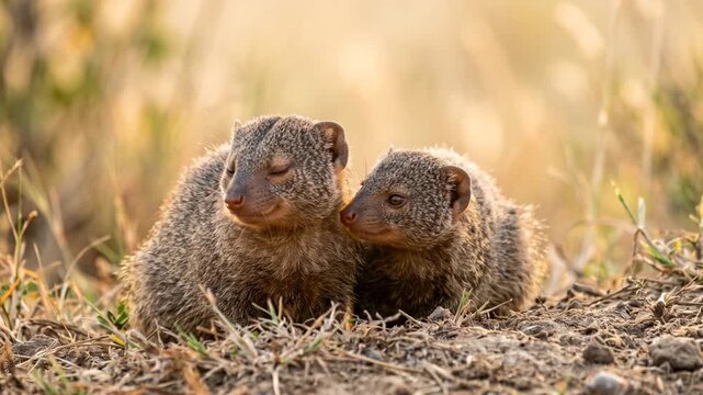 african mongoose close up at morning light in tsavo national park kenya video