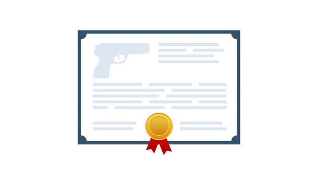 Gun license certificate animation appearing on screen