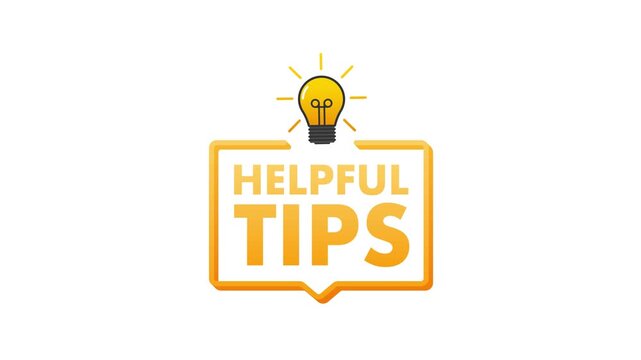 Helpful tips animated banner with light bulb