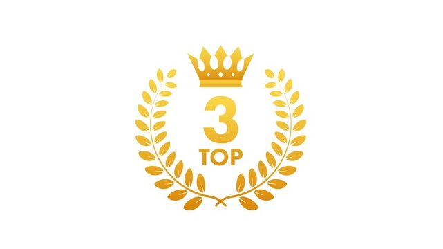 Animated golden top 3 winner award emblem