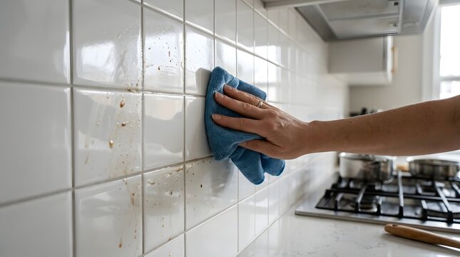 Removing Cooking Grease and Oil Residue from a Tiled Kitchen Backsplash