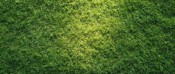 Obraz premium Closeup overhead view of freshly mowed short green grass lawn