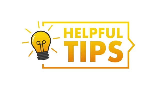 Helpful tips animated banner with lightbulb icon