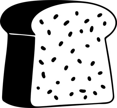 Hand-drawn black and white sliced bread toast doodle illustration