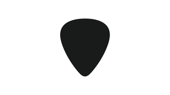Solid black guitar pick silhouette graphic isolated on a clean white background suitable for music stores or professional musical designs