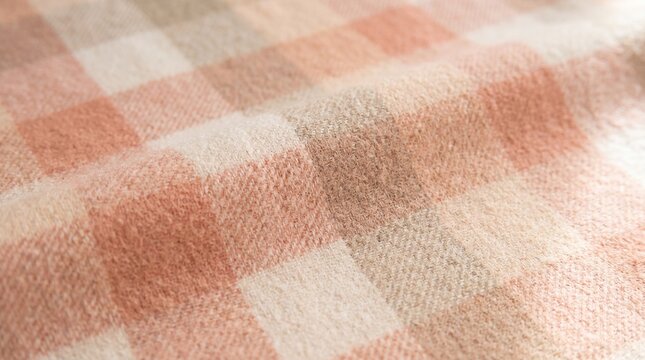 Textile Pattern Design, A delicate peach fuzz checkered pattern features soft, subtle square tones