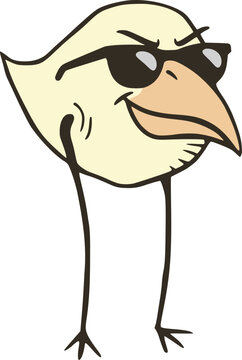 Funny yellow chicken wearing sunglasses, looking cool, stylish, playful, and humorously confident.