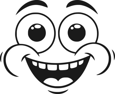 Cheerful linear cartoon face watching eagerly, wide-eyed and excited for an entertaining circus performance.