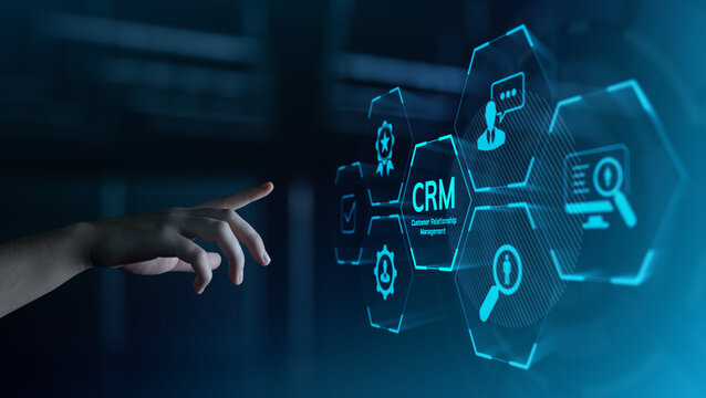 Customer Relationship Management CRM Software on Futuristic Digital Interface