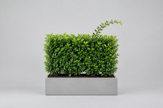 Trimmed privet hedge in planter, garden retail and landscaping concept