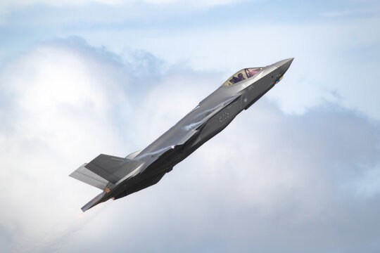 Modern stealth fighter aircraft flying