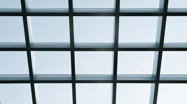 Modern Architectural Glass Ceiling Skylight Grid Pattern