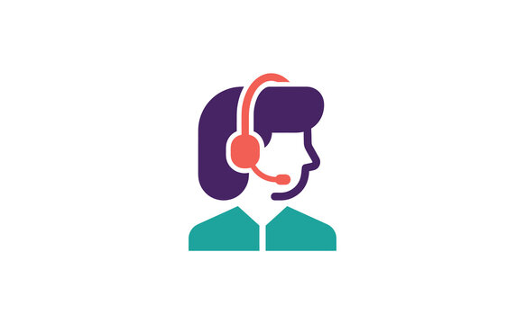 Minimalist profile icon of a customer service representative with headset