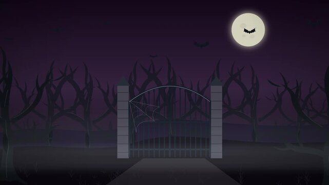 Spooky spider gate background loop for Halloween horror
