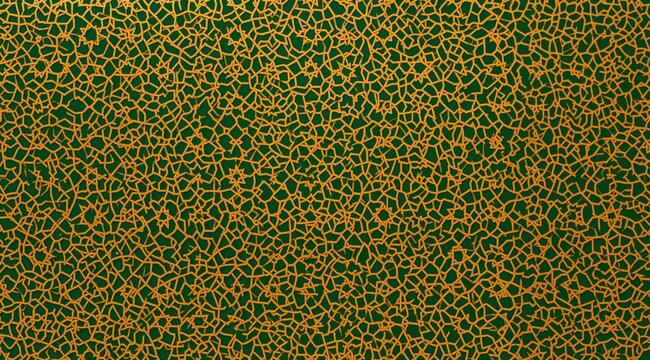An ornate Islamic geometric pattern in gold and deep emerald green, featuring interlocking eight-pointed stars and arabesque motifs, seamlessly repeating tile design, luxurious metallic accents