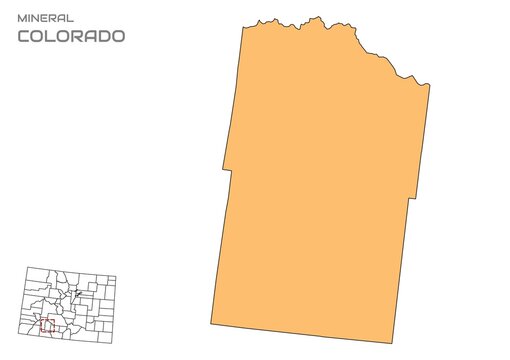 Mineral County map, Colorado state, USA