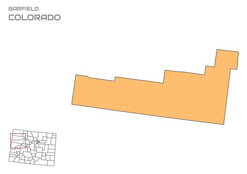 Garfield County map, Colorado state, USA
