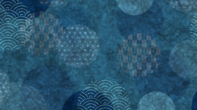 Blue Japanese traditional pattern circles 4K