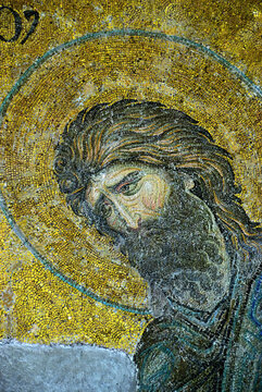 Portrait of John the Baptist. Mosaic in Hagia Sophia in Istanbul, Turkey