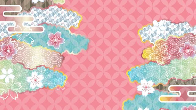 Traditional Japanese Patterns with Cherry Blossoms 4K