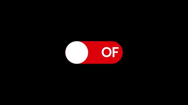 On off power button. Switch on switch off icon. Turning on-off animation on black background