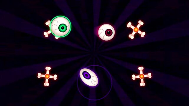 Spooky Eyeball Pinball Game in Dark Arcade