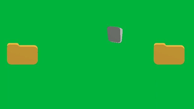 file transfer folder data animation, on green screen animated chroma key isolated 4k 