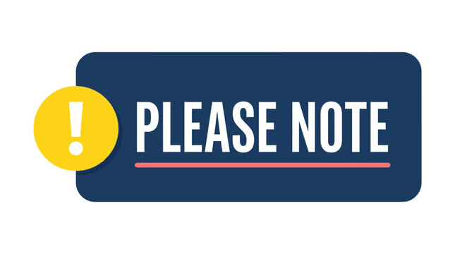 Please Note Information Label With Attention Alert Icon
