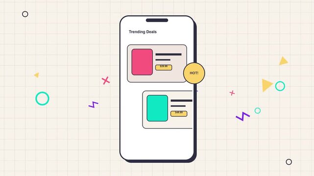 Mobile Flash Sale Application Interface Animation with Successful Purchase Confirmation