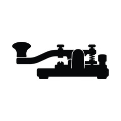 Telegraph morse code sender keyer black silhouette isolated on white background hardware. © MSTSUMAIYA