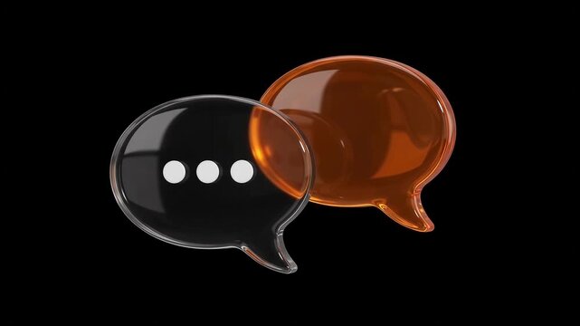 3D Glass Chat Speech Bubble Animation Typing Dialogue Icon Messenger Notification Loop