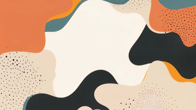 Abstract Flow: A vibrant and dynamic abstract composition featuring fluid organic shapes in a palette of warm earth tones and contrasting dark hues, creating a visually engaging and modern design.