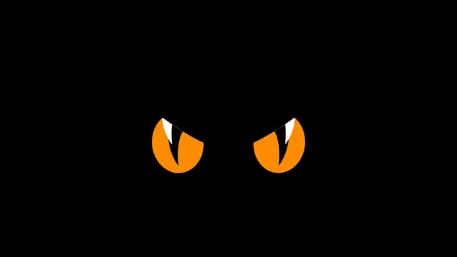 Animated Evil Cat Eyes Blinking on Transparent Background