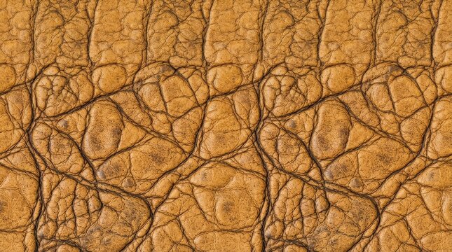 Close up texture of brown leather animal skin pattern