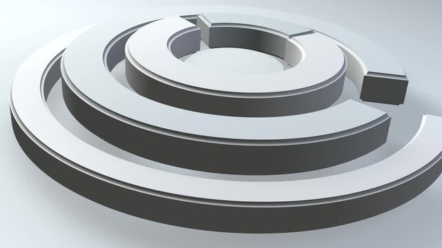 Rotating White Concentric Rings in a Seamless Geometric Loop