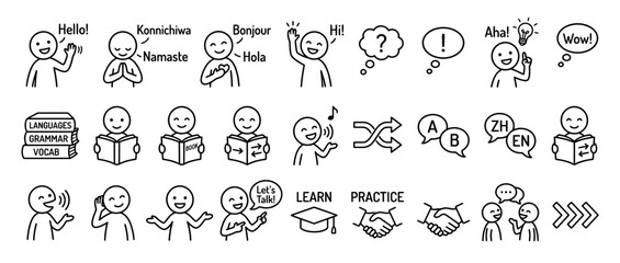 Doodle Icons Representing Language Learning and Communication © fesis