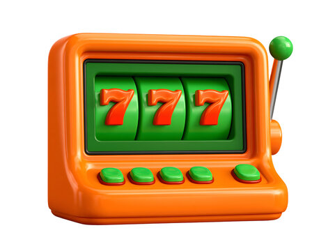 Bright orange slot machine shows three matching red 7s.