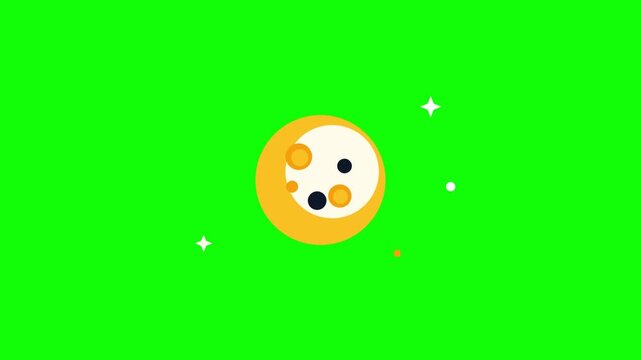 Animated Moon Icon Rotating on Green Screen