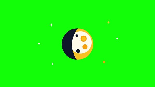Animated Moon Phases Cycle on Green Screen