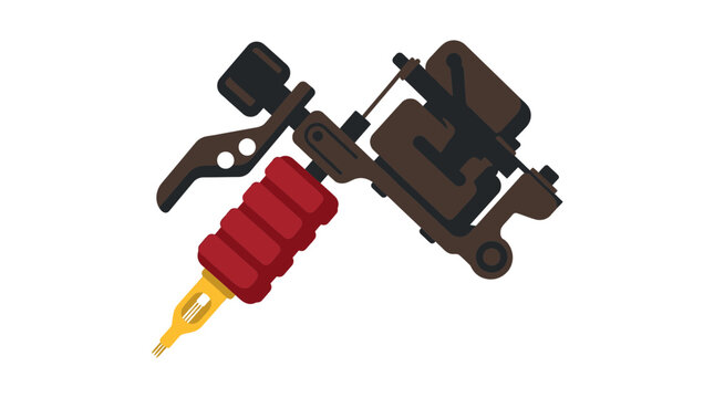 Tattoo Machine Gun Isolated Vector Illustration