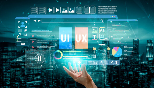Innovative UI UX Design Interface with Interactive Features and Modern Graphics for Digital Learning and Education on a Futuristic City Background Fluxor.