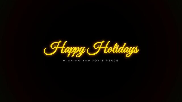 Glowing gold script text reading happy holidays centered on a dark background for festive seasonal greeting card design with cursive