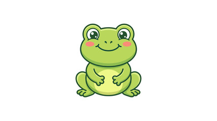 Fototapeta premium Cute cartoon frog smiling on transparent background