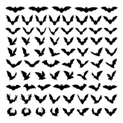 Fototapeta premium flying bat silhouettes Large array of minimalist black bat silhouettes arranged in neat rows